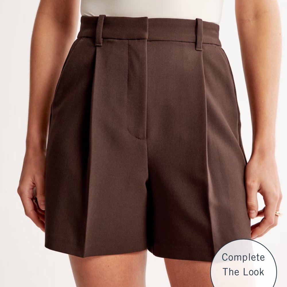 Abercrombie & Fitch High-Waist Brown Tailored Shorts - Picture 4 of 6